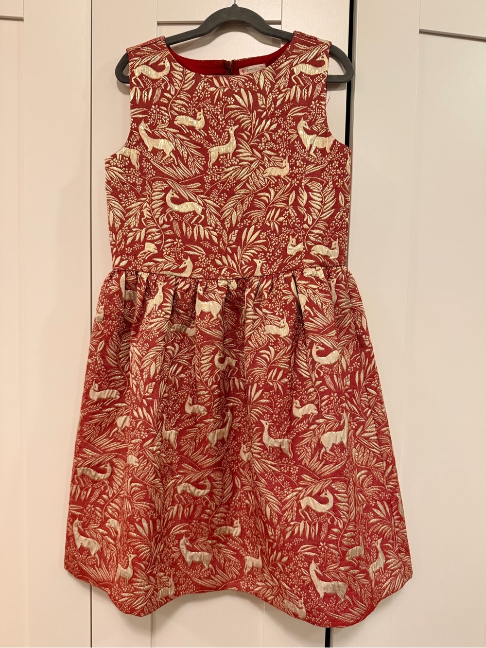 Crewcuts Red and Cream Printed Fit-and-Flare Dress